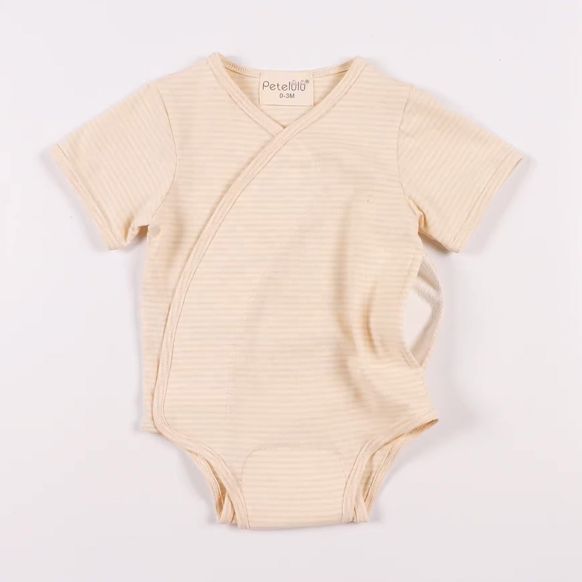 Petelulu Summer Custom Short Baby Onesies Romper 100% Organic Cotton Solid Color Unisex Baby Rompers Soft Baby Clothes Sets