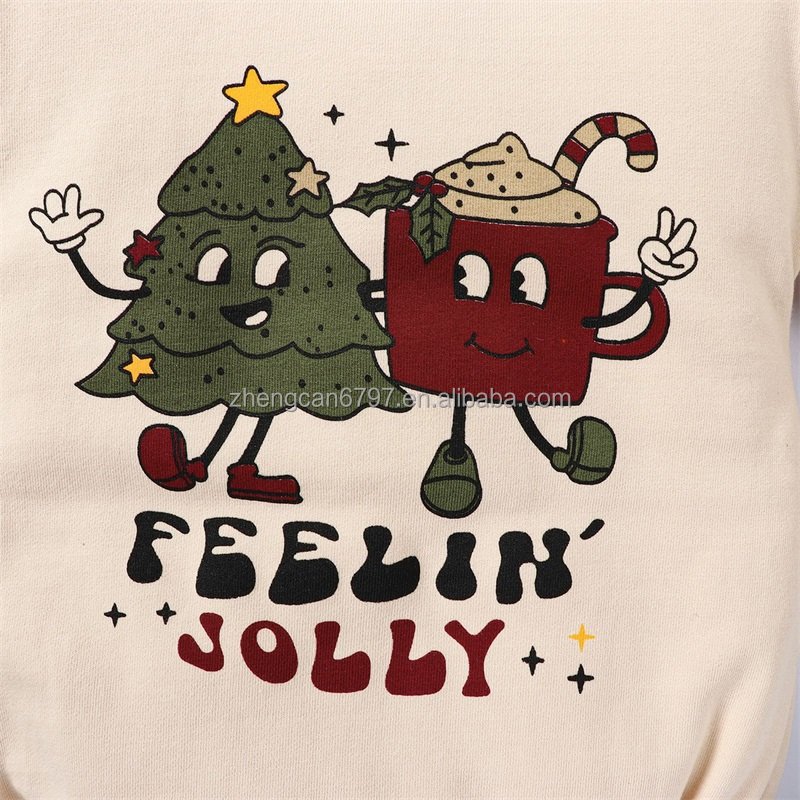 Autumn Baby Romper Christmas Cute Cartoon Letter Print Round Neck Long Sleeve Unisex Bubble Jumpsuit