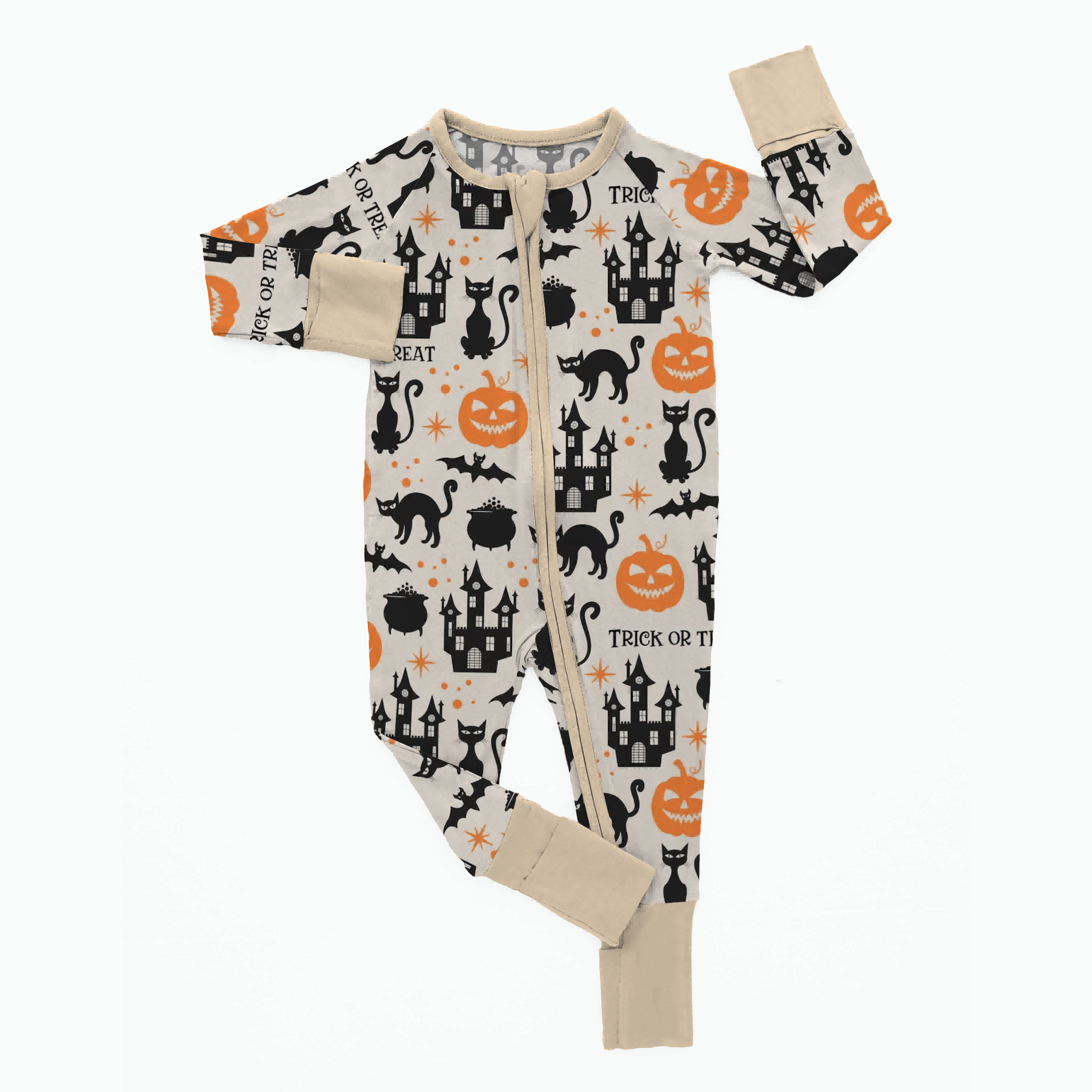 2024 New Bamboo Design Printing Floral Zipper Cotton Spandex Spring Baby Rompers