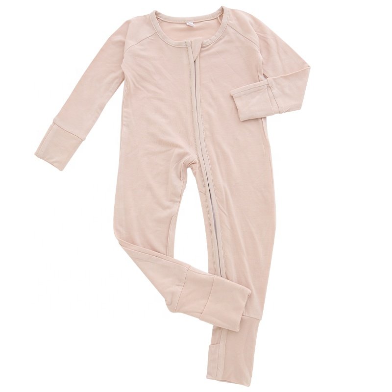 Wholesale Custom Print Long Sleeves Baby Bodysuit Unisex Newborn Baby Pajamas Spandex Bamboo Zipper Baby Romper