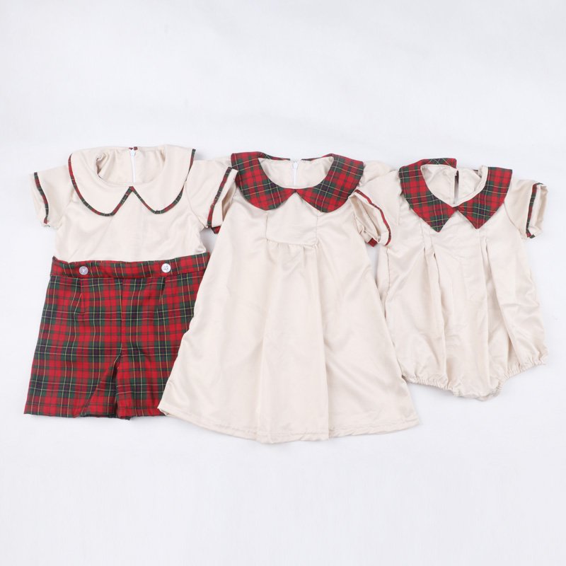 Christmas baby clothes new born knitted baby romper bodysuits 3 pcs suits sets red plaid romper jumpsuits dress newborn clothes