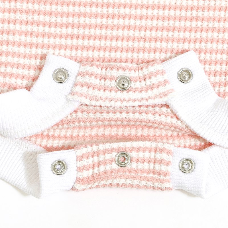 2024 New Design Infant Toddler Baby Girls Clothes Ruffle Full Sleeves Autumn Jumpers Stripes Waffle Baby Rompers