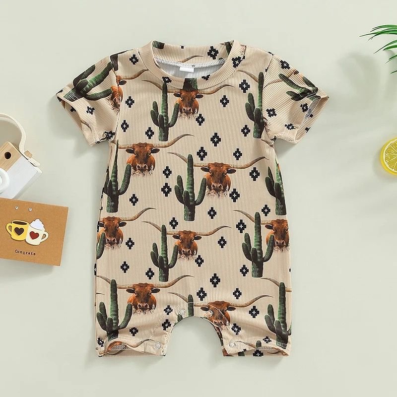 RTS New Fashion Baby Boy newborn Jumpsuit Romper Farm Summer baby bodysuit cowboy sweater romper