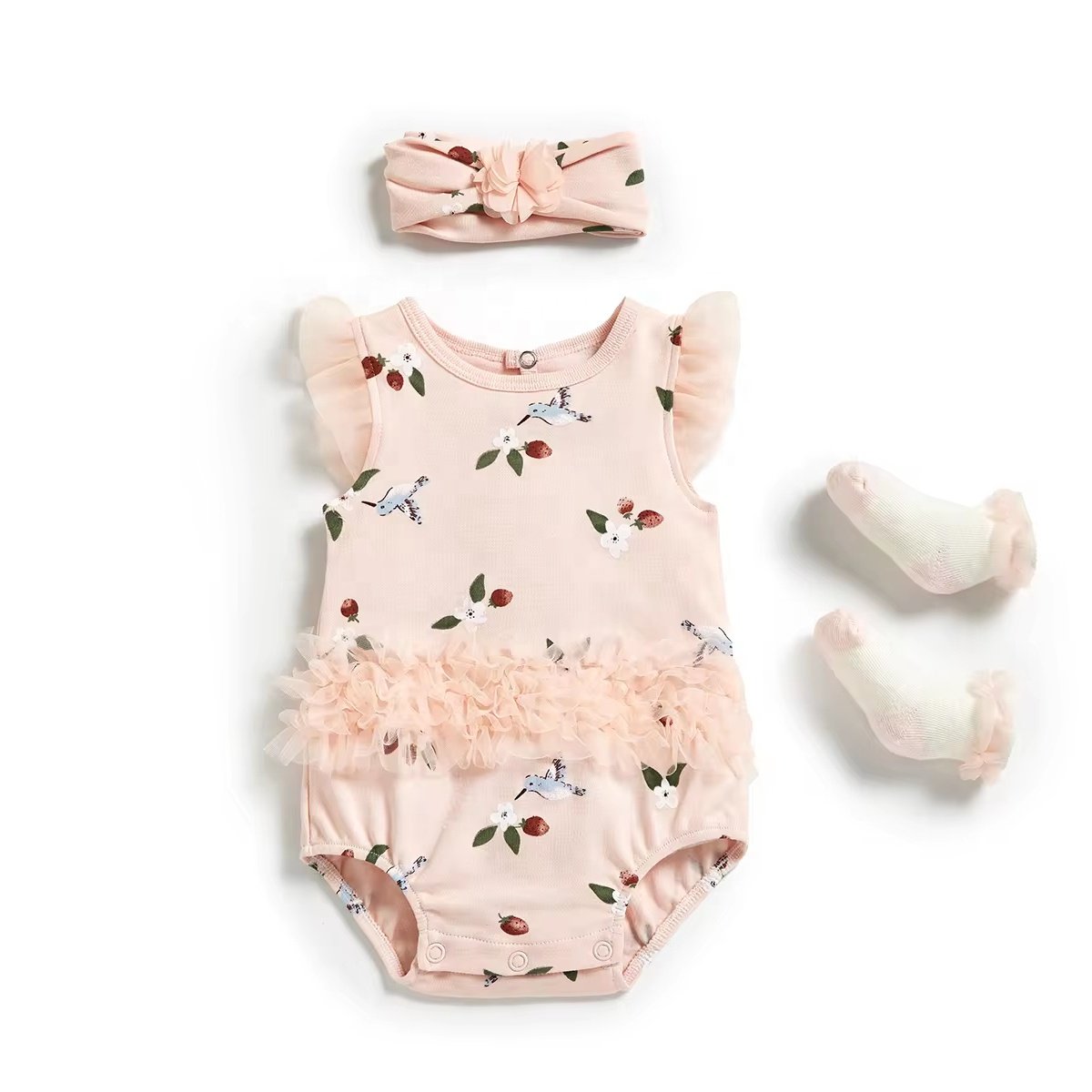 Hight quality 0-3 months Baby girl clothing sets Cotton clothes sets baby Sleeveless Bodysuit Baby rompers wholesale