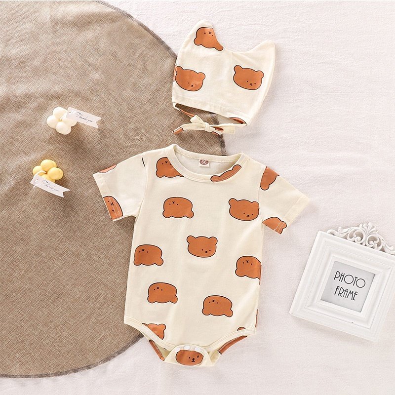 Custom Print Newborn Baby Clothes Short Plain Soft And Breathable Baby Romper Jumpsuits Organic Cotton Summer Baby Bodysuits
