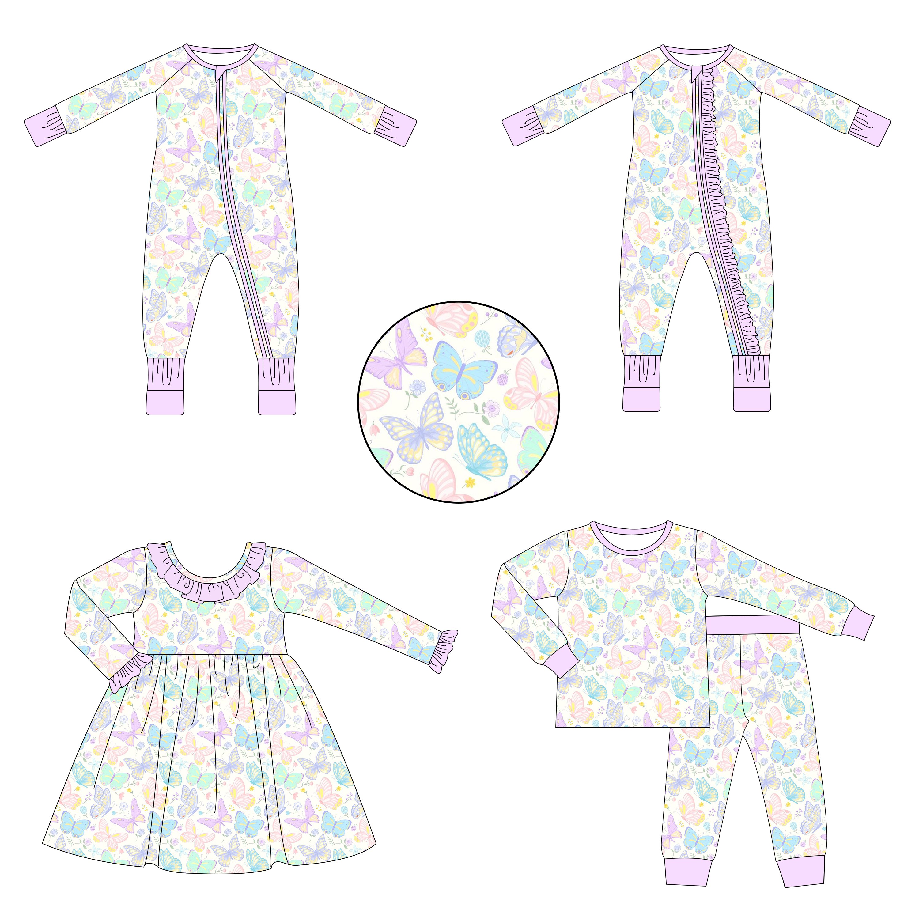 Wholesale Custom Print Bamboo Viscose Pajamas Organic 2 way Zipper Bamboo Baby Romper Little Sleepwear Kids Bamboo Baby