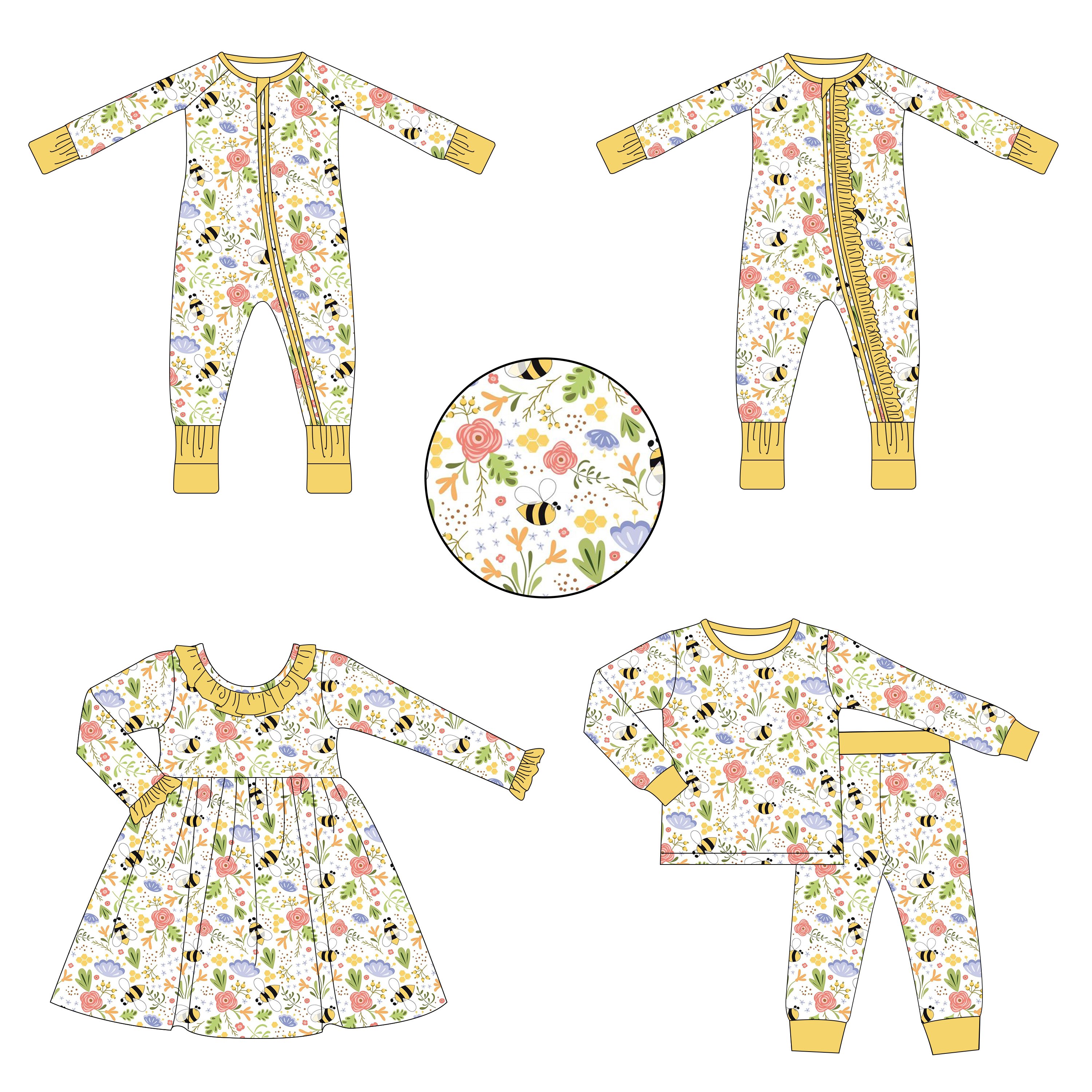 Wholesale Custom Print Bamboo Viscose Pajamas Organic 2 way Zipper Bamboo Baby Romper Little Sleepwear Kids Bamboo Baby