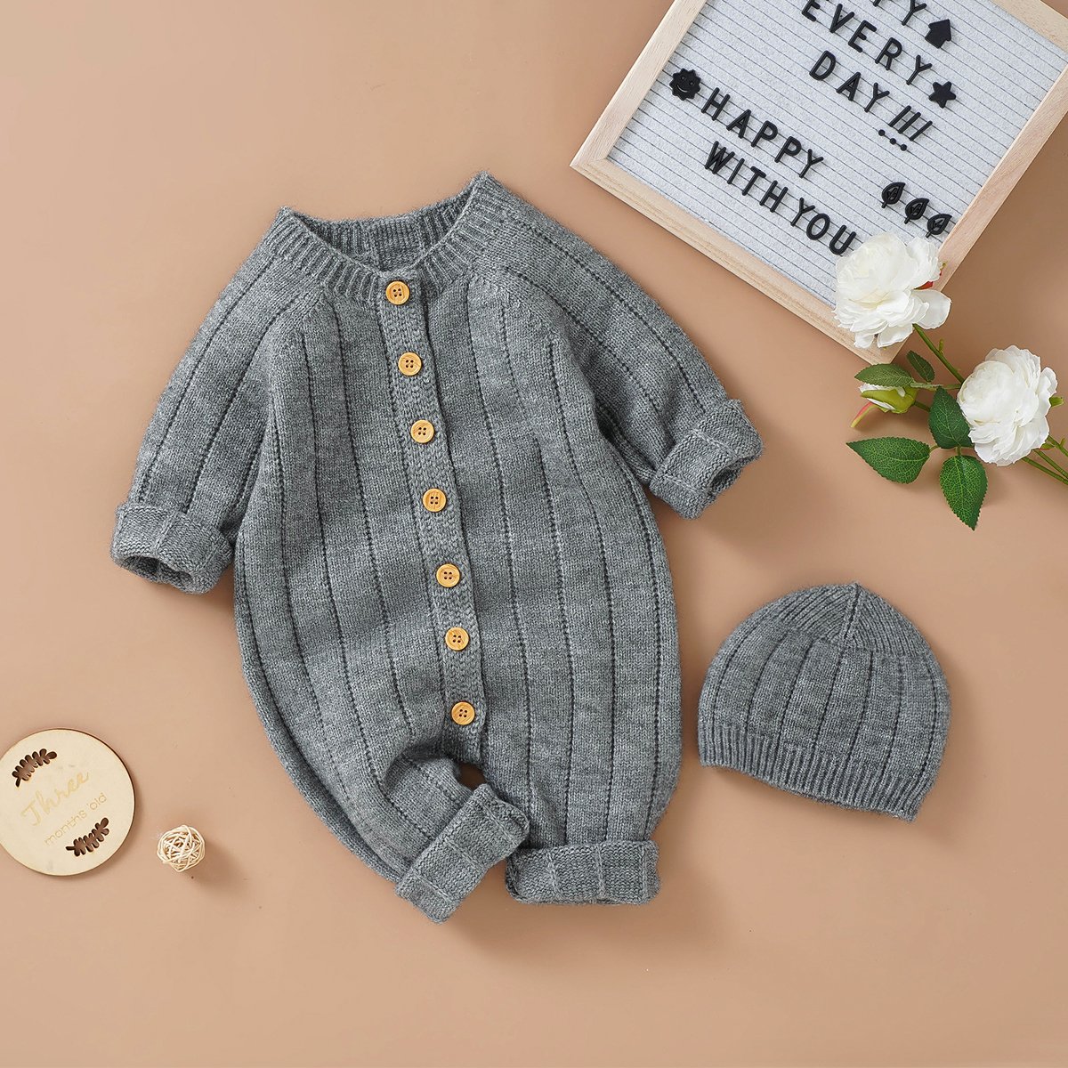 Custom Solid Color Angora Arctic Fleece Baby Romper Winter Baby Clothes