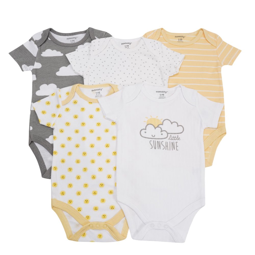 wholesale hot sale 5 in 1 new born baby gift set short sleeve romper baby onesie cotton baby 5pcs clothes clothing