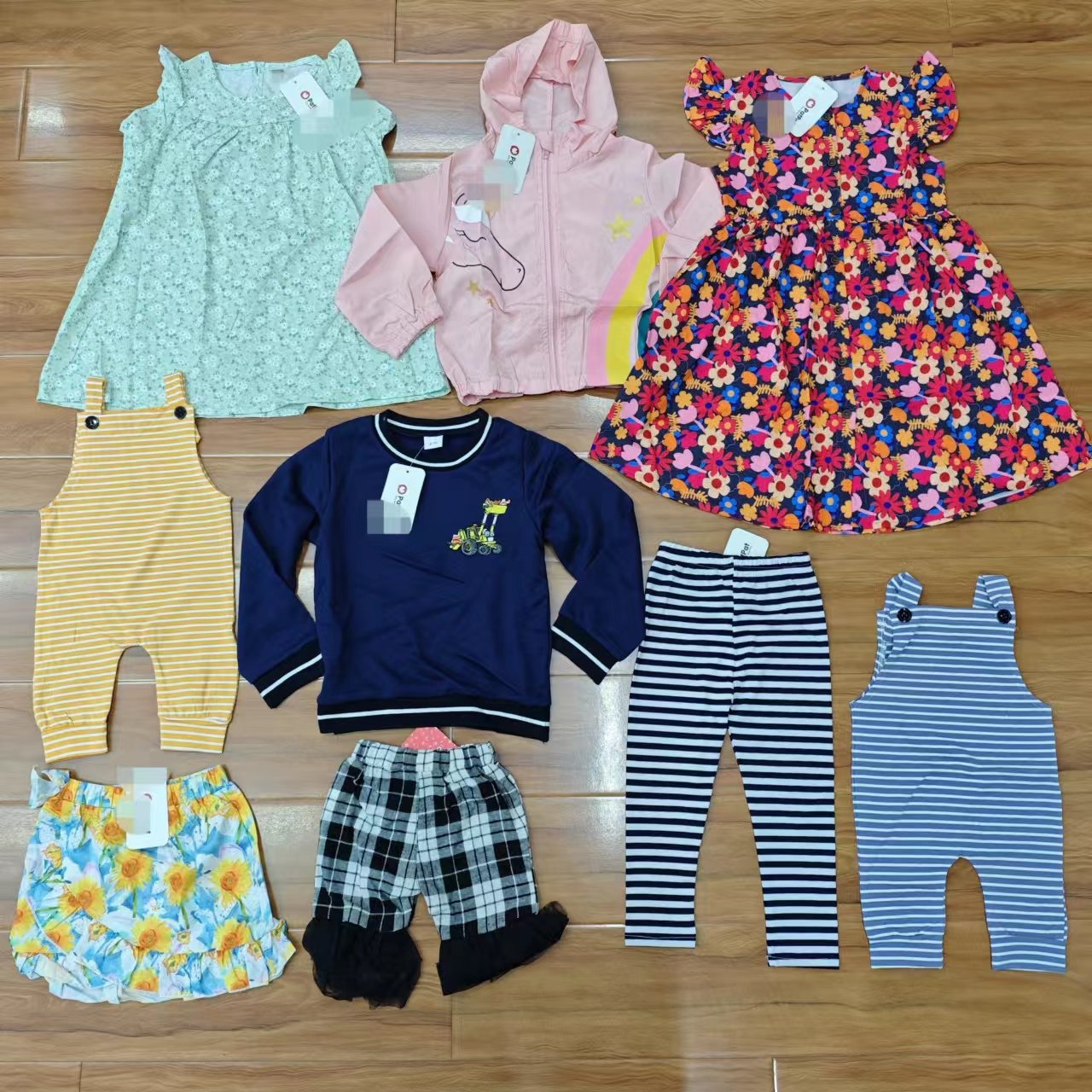 clearance sale kids mixed footie girls baby assorted dresses clothing sets baby shorts pants rompers overrun leftover t-shirts