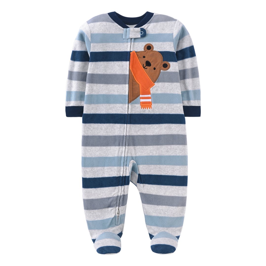 Customized Printed New Born Clothes Boys 0-3Month Fleece Infant Pyjamas Onesies Baby Jumpsuit Winter Romper For Baby