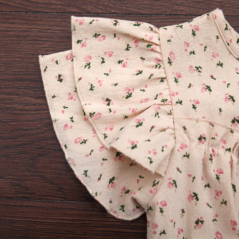 SEEJOYOU Autumn Short Sleeve Crew Neck Jumpsuit Infant Girls Floral Jacquard Cotton Pajamas Newborn Baby Romper Clothes