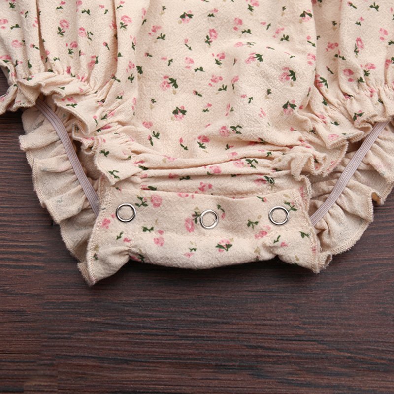 SEEJOYOU Autumn Short Sleeve Crew Neck Jumpsuit Infant Girls Floral Jacquard Cotton Pajamas Newborn Baby Romper Clothes