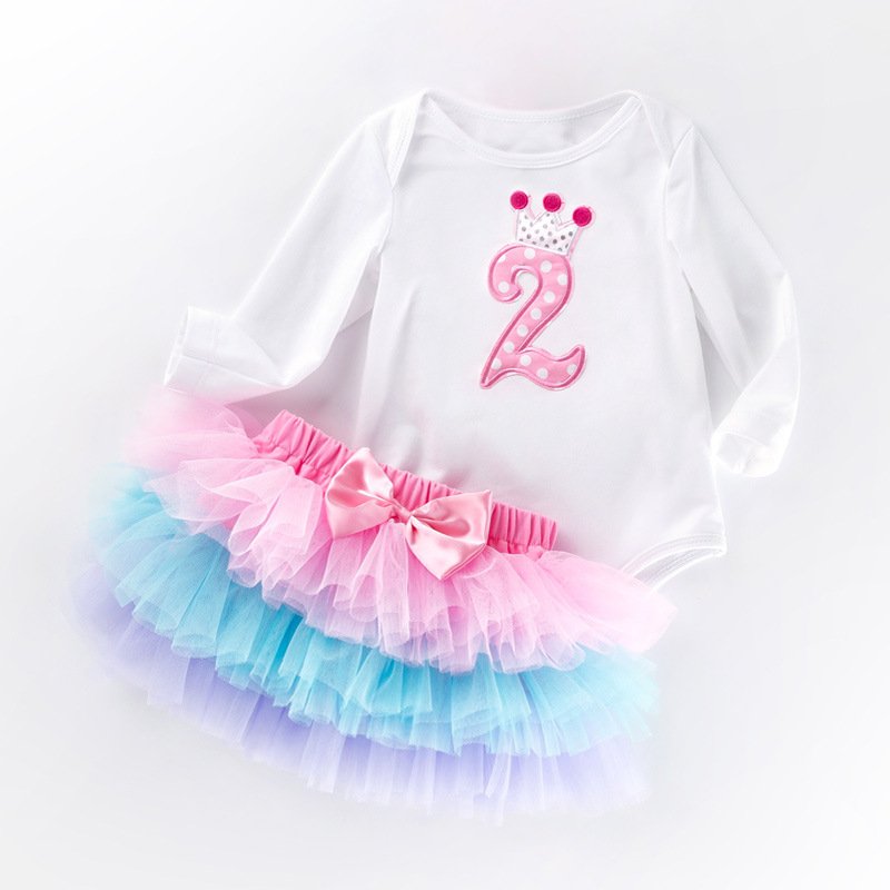 My 1st Birthday Outfit Autumn Spring Baby Long Sleeves Tutu Dress Baby Romper Infant Girl Dress First Birthday Gift Clothes Set