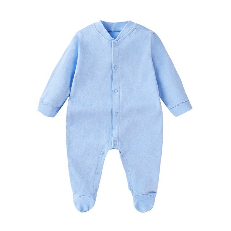 2024 newborn sleepsuit Wholesale baby clothes 100% cotton blank footie baby gown long sleeve infant baby rompers
