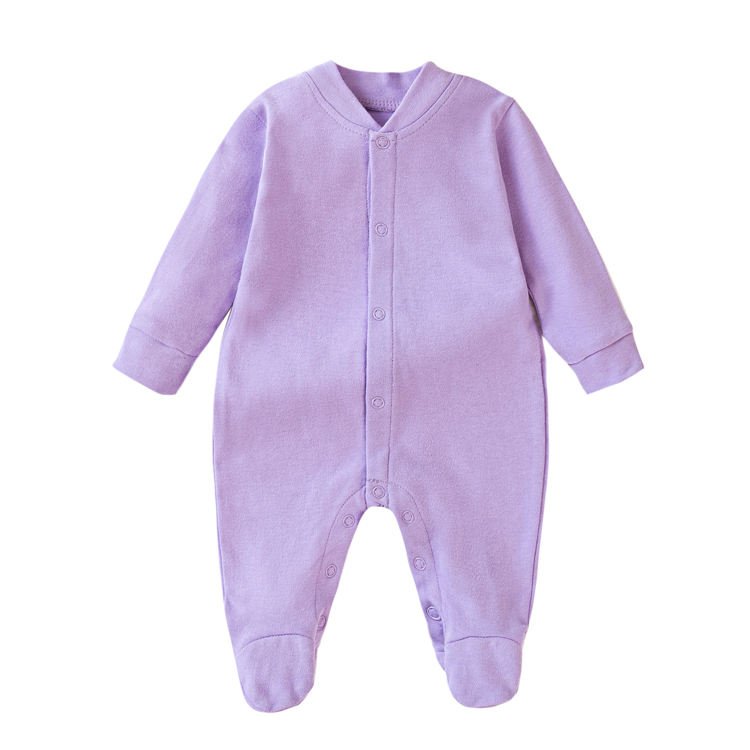 2024 newborn sleepsuit Wholesale baby clothes 100% cotton blank footie baby gown long sleeve infant baby rompers