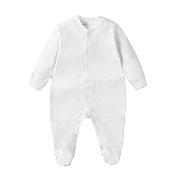 2024 newborn sleepsuit Wholesale baby clothes 100% cotton blank footie baby gown long sleeve infant baby rompers