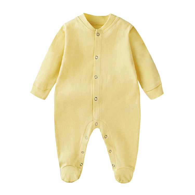 2024 newborn sleepsuit Wholesale baby clothes 100% cotton blank footie baby gown long sleeve infant baby rompers