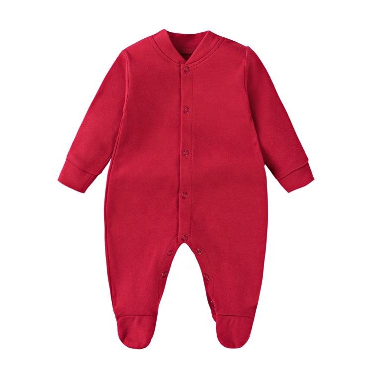 2024 newborn sleepsuit Wholesale baby clothes 100% cotton blank footie baby gown long sleeve infant baby rompers