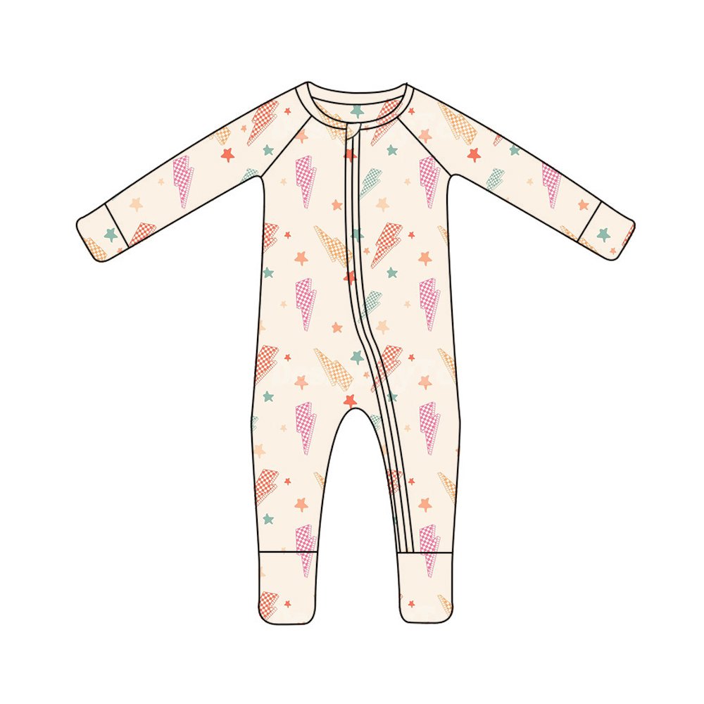 New Trend bamboo fiber bow fruit pattern long sleeve pajamas baby rompers for summer