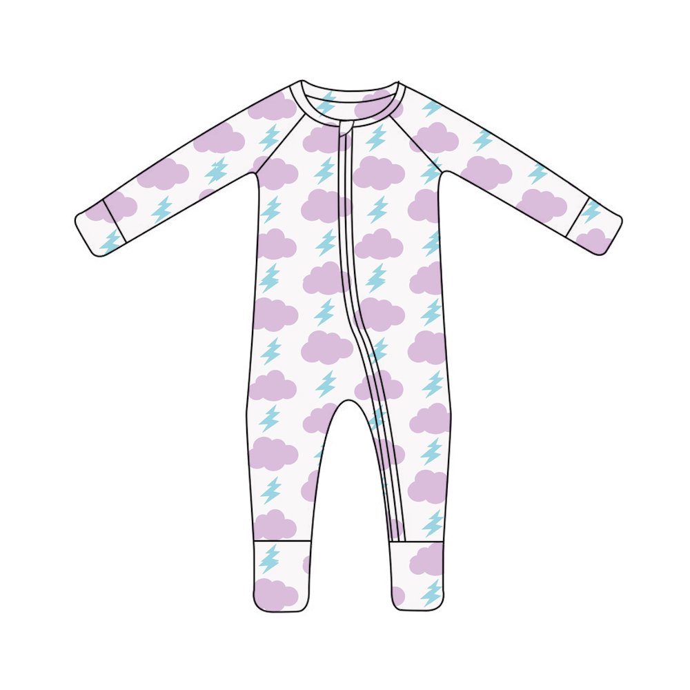 New Trend bamboo fiber bow fruit pattern long sleeve pajamas baby rompers for summer