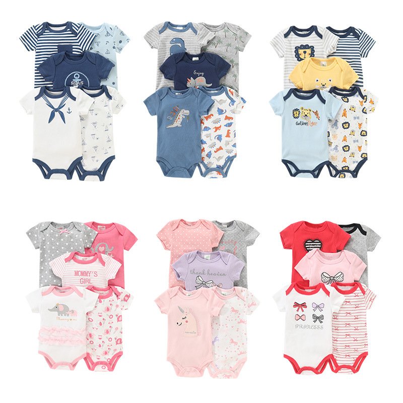 hot sales 100% organic Cotton Infant Pajamas Romper Baby Clothes Newborn Five-piece suit