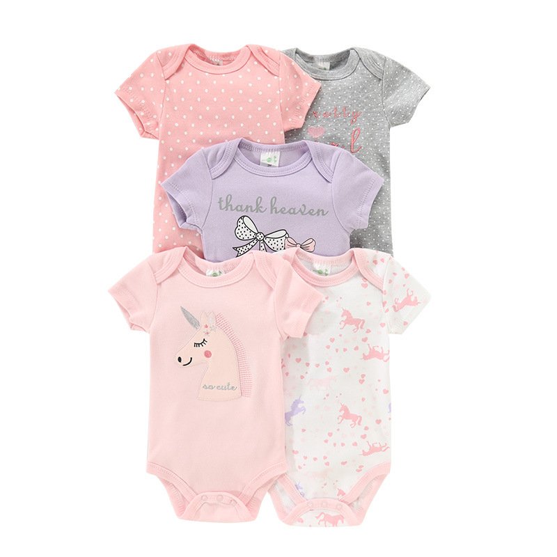 hot sales 100% organic Cotton Infant Pajamas Romper Baby Clothes Newborn Five-piece suit