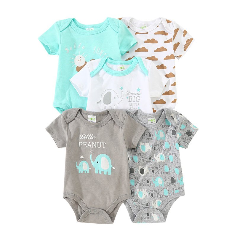 hot sales 100% organic Cotton Infant Pajamas Romper Baby Clothes Newborn Five-piece suit