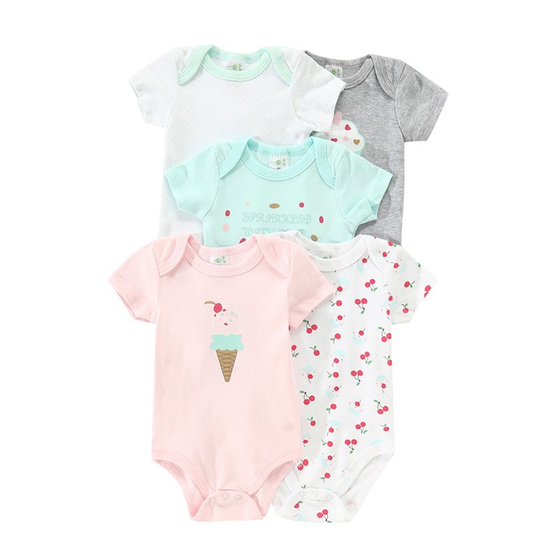 hot sales 100% organic Cotton Infant Pajamas Romper Baby Clothes Newborn Five-piece suit