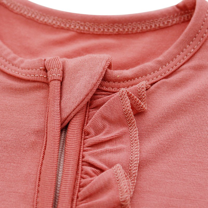 Top sale New Arrivals High Quality Newborn Infant Zipper Ruffle Pajamas solid Jumpsuit Knitted Clothes for Baby Romper