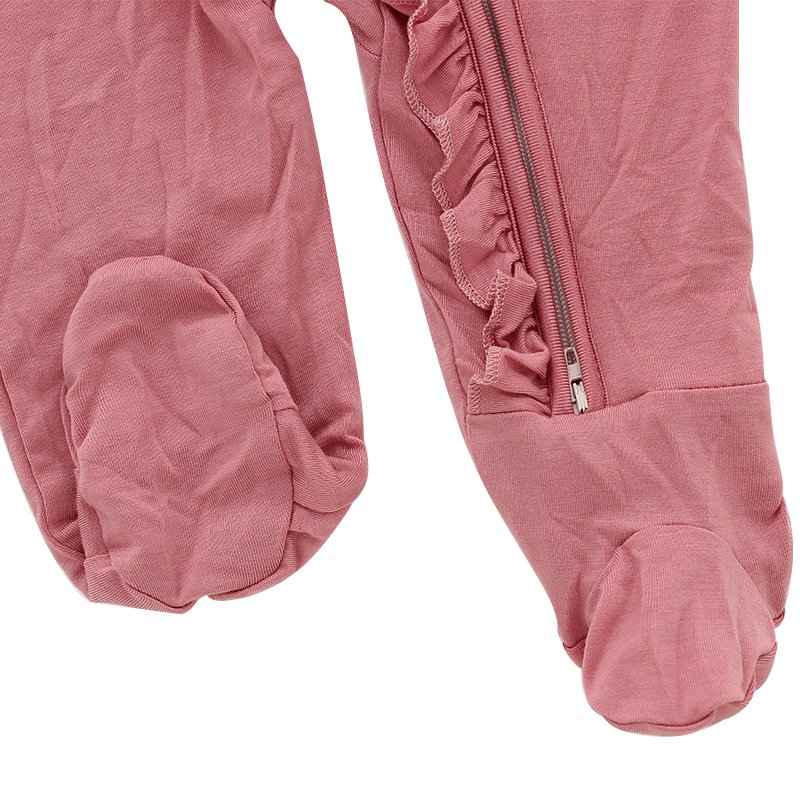 Top sale New Arrivals High Quality Newborn Infant Zipper Ruffle Pajamas solid Jumpsuit Knitted Clothes for Baby Romper
