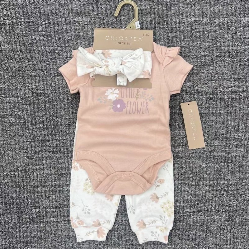 20 Style Cotton Hot Sale Summer Romper For Baby 0 - 9m Short Sleeve Baby Romper 3 Pcs Set Newborn Sleepsuit Onesie