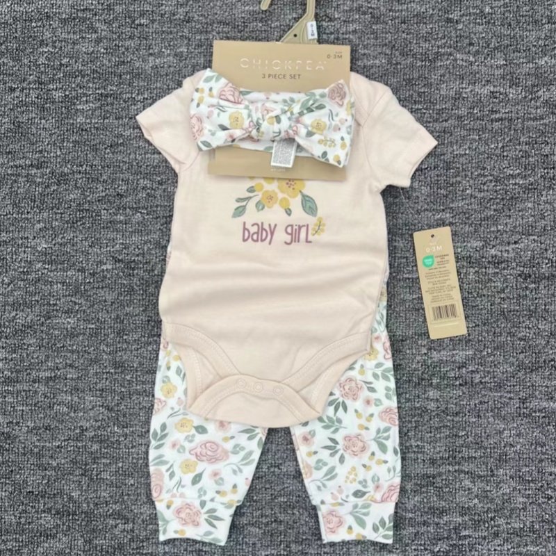 20 Style Cotton Hot Sale Summer Romper For Baby 0 - 9m Short Sleeve Baby Romper 3 Pcs Set Newborn Sleepsuit Onesie