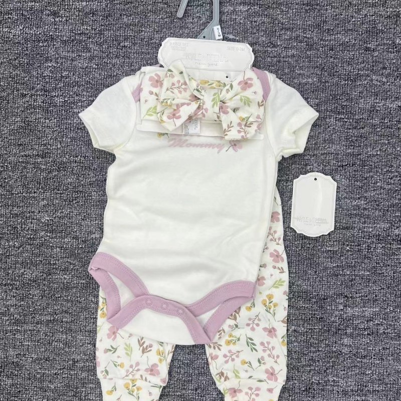 20 Style Cotton Hot Sale Summer Romper For Baby 0 - 9m Short Sleeve Baby Romper 3 Pcs Set Newborn Sleepsuit Onesie