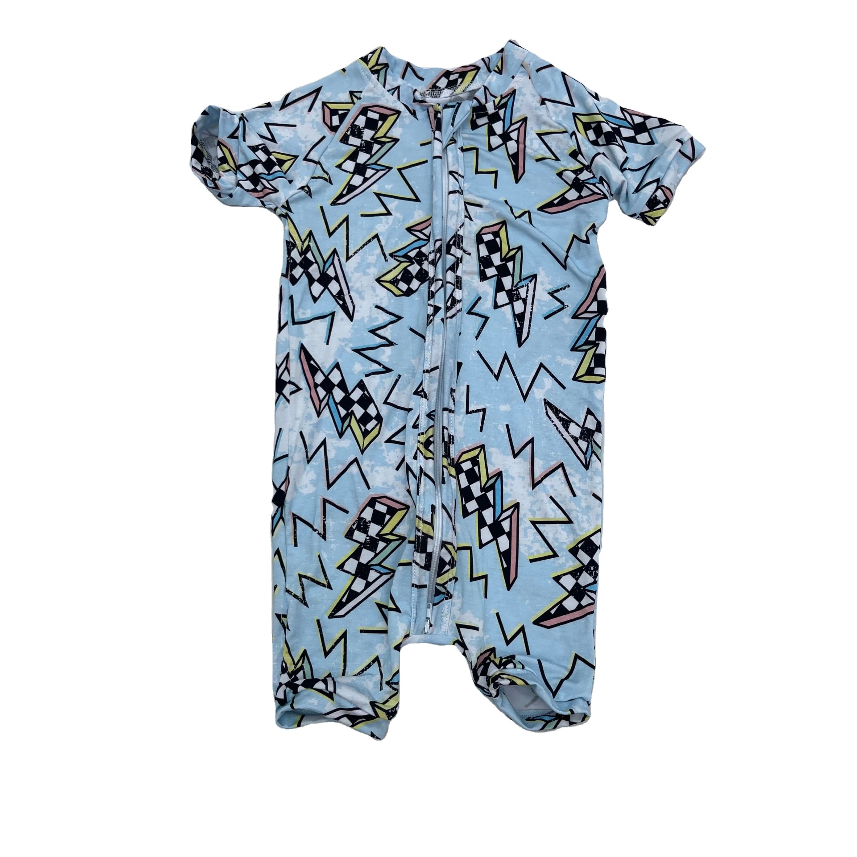 Custom baby boys Bamboo Back to School Zipper romper Newborn Boys Bamboo Checker Design clothes clothing