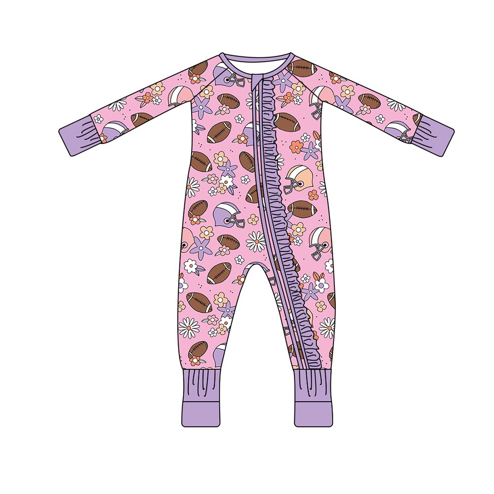 High quality wholesale OEM low price bamboo Design New Born Baby Romper cute football bamboo pajama