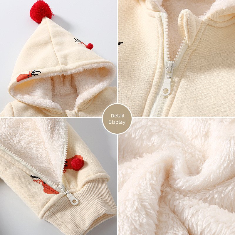 autumn and winter children's clothes baby romper Christmas elk Plush warm Jumpsuit Baby Christmas clothes