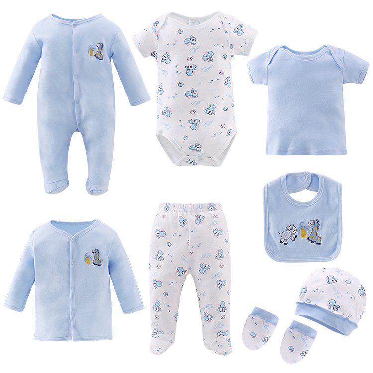Factory Comfortable Cotton Baby Clothes Romper Set 8Pcs Baby Gift Set