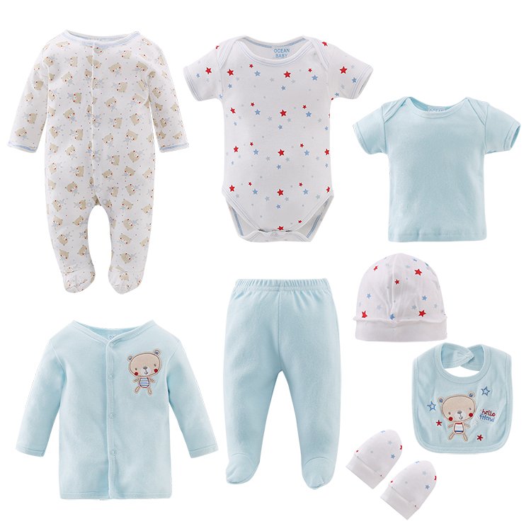 Factory Comfortable Cotton Baby Clothes Romper Set 8Pcs Baby Gift Set