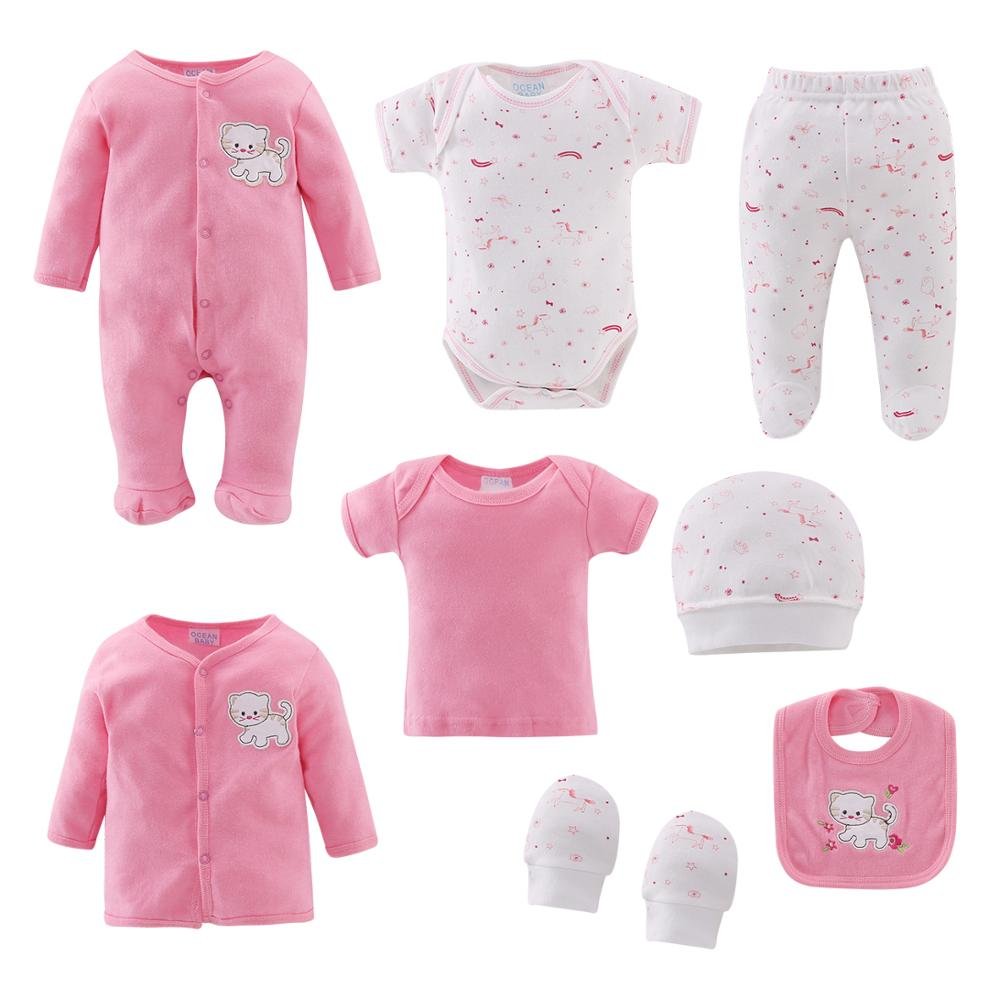 Factory Comfortable Cotton Baby Clothes Romper Set 8Pcs Baby Gift Set