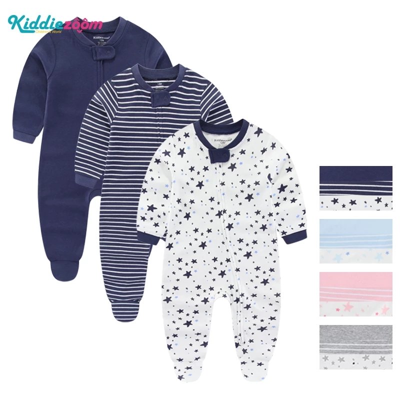 3pcs wholesale star print new born baby clothes sets long sleeve new born baby gift set zipper close baby boy clothing set