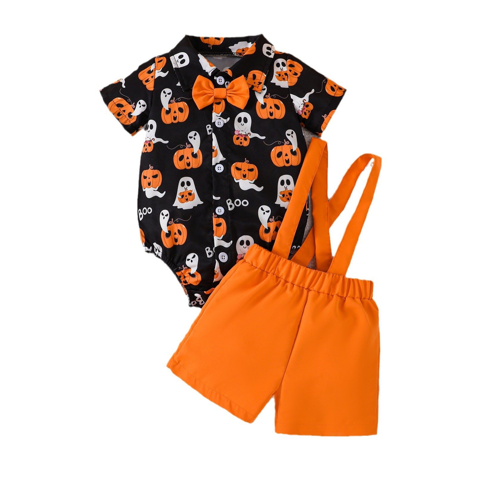 Summer Baby Romper Two-Piece Set Boys Cute Cartoon Set Baby Suspender Trousers Set Baby All Hallows' Day Romper