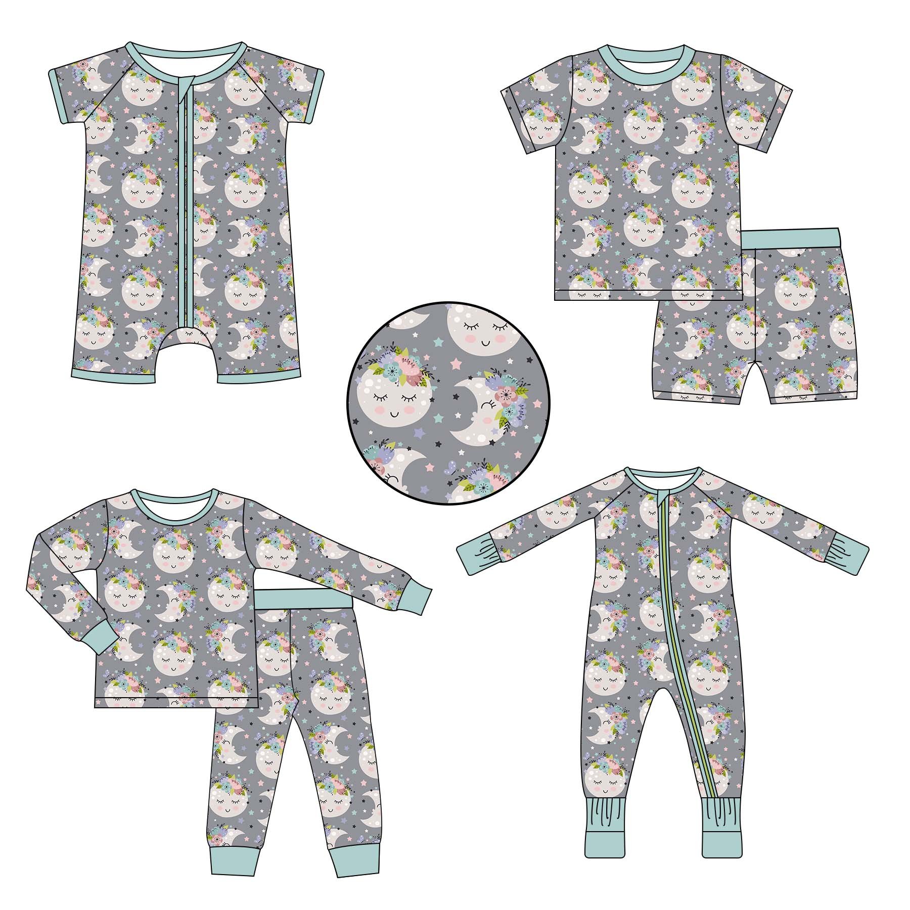 Wholesale Custom bamboo Cute Newborn Baby Girls Wildflower high quality Bubble Romper zippies Clothes Set Baby bamboo pajamas