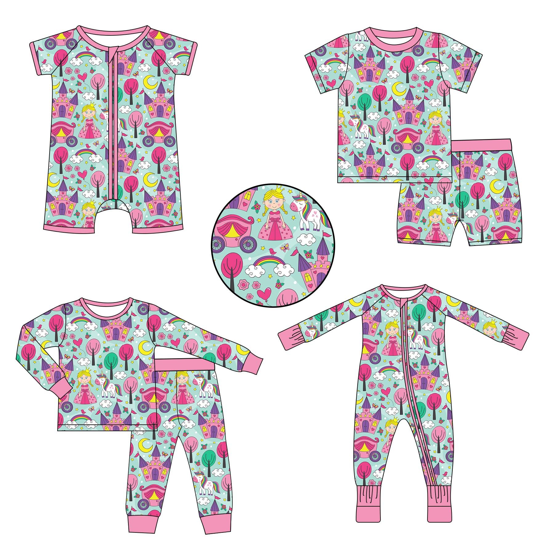 Wholesale Custom bamboo Cute Newborn Baby Girls Wildflower high quality Bubble Romper zippies Clothes Set Baby bamboo pajamas