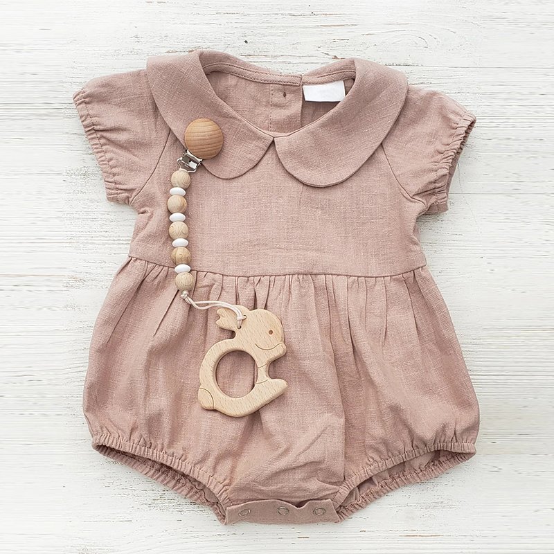 Organic linen baby bodysuit rompers wholesale newborn onesie customizeshort sleeve baby bubble bodysuit sleepsuit infant