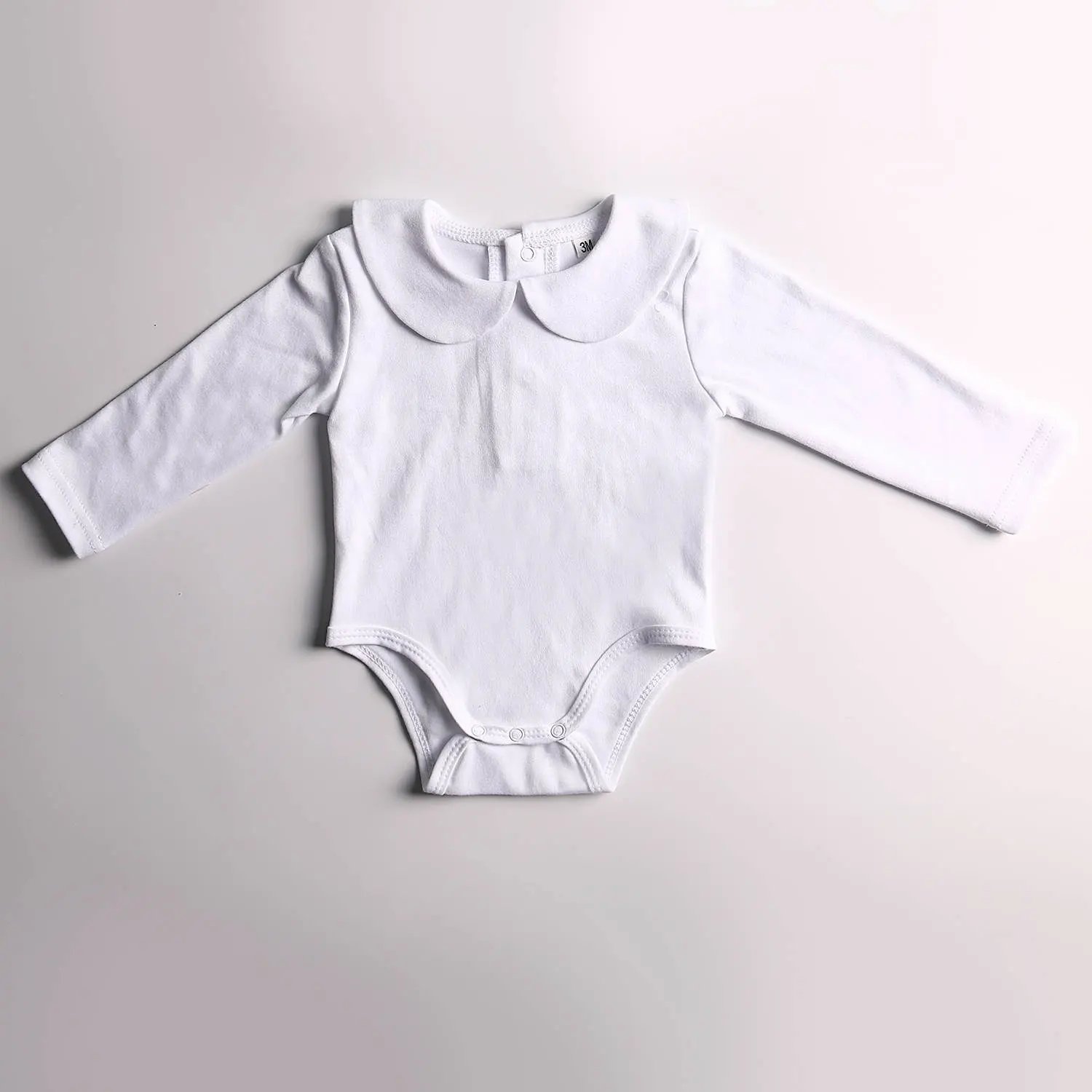 Personalized organic cotton newborn baby romper blank long sleeve pan collar unisex baby onesie toddler coming home outfit 2025