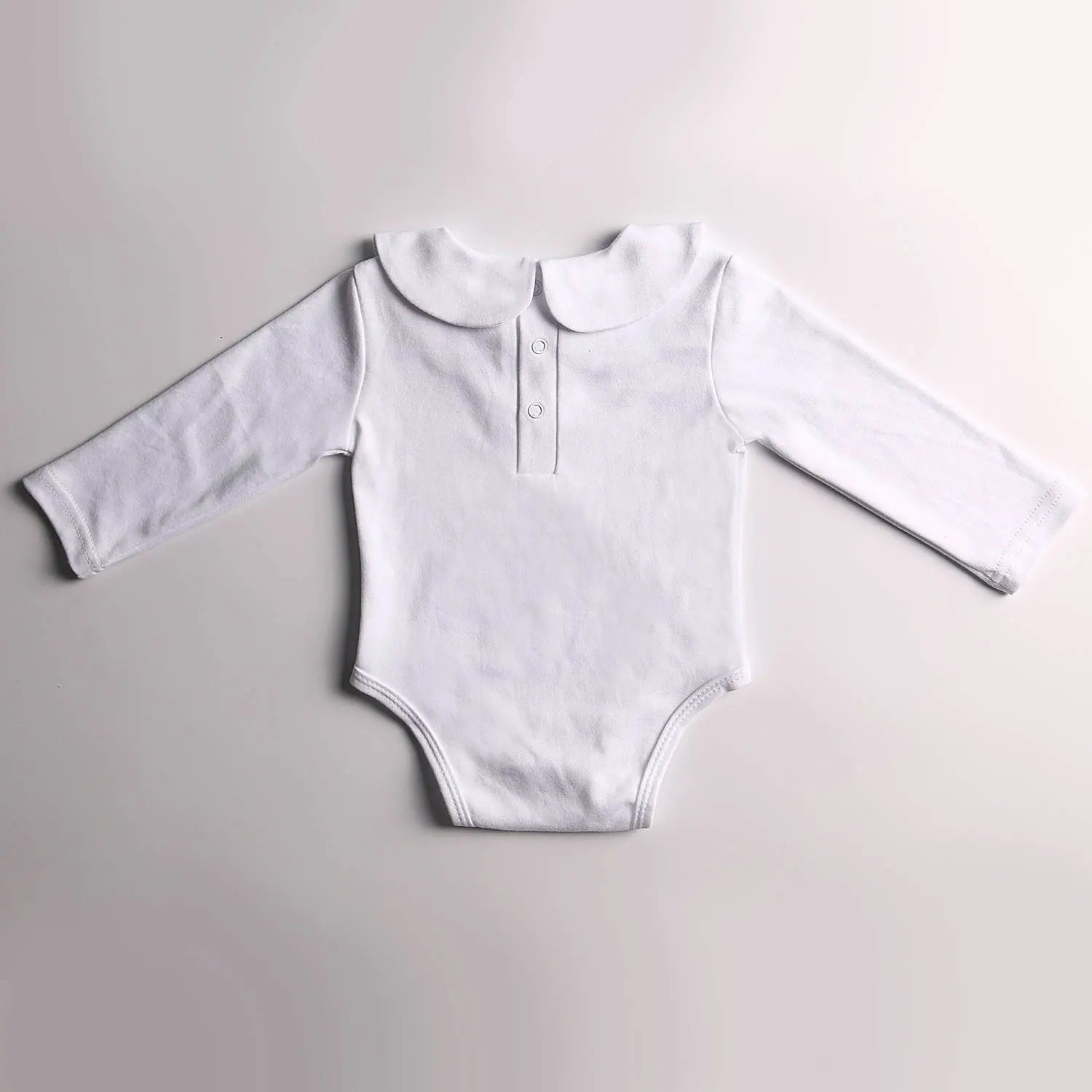 Personalized organic cotton newborn baby romper blank long sleeve pan collar unisex baby onesie toddler coming home outfit 2025