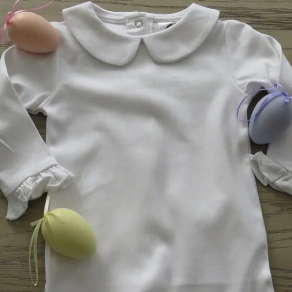 Personalized organic cotton newborn baby romper blank long sleeve pan collar unisex baby onesie toddler coming home outfit 2025