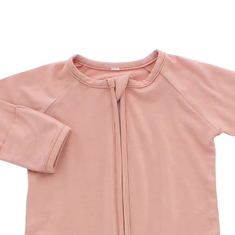 Premium bamboo Viscose spandex unisex baby sleep suit soft slim fit Convertible cuff sleeper baby romper with zipper