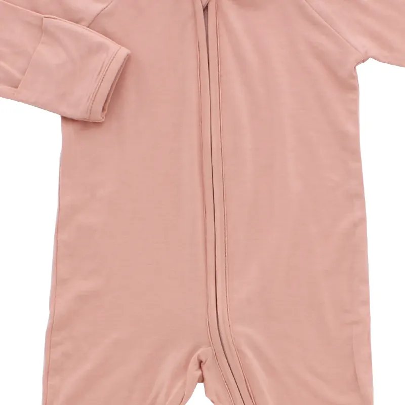 Premium bamboo Viscose spandex unisex baby sleep suit soft slim fit Convertible cuff sleeper baby romper with zipper